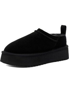 Cozy Genuine Suede Slip-On Slippers for Women | Platform Mini Snow Boots